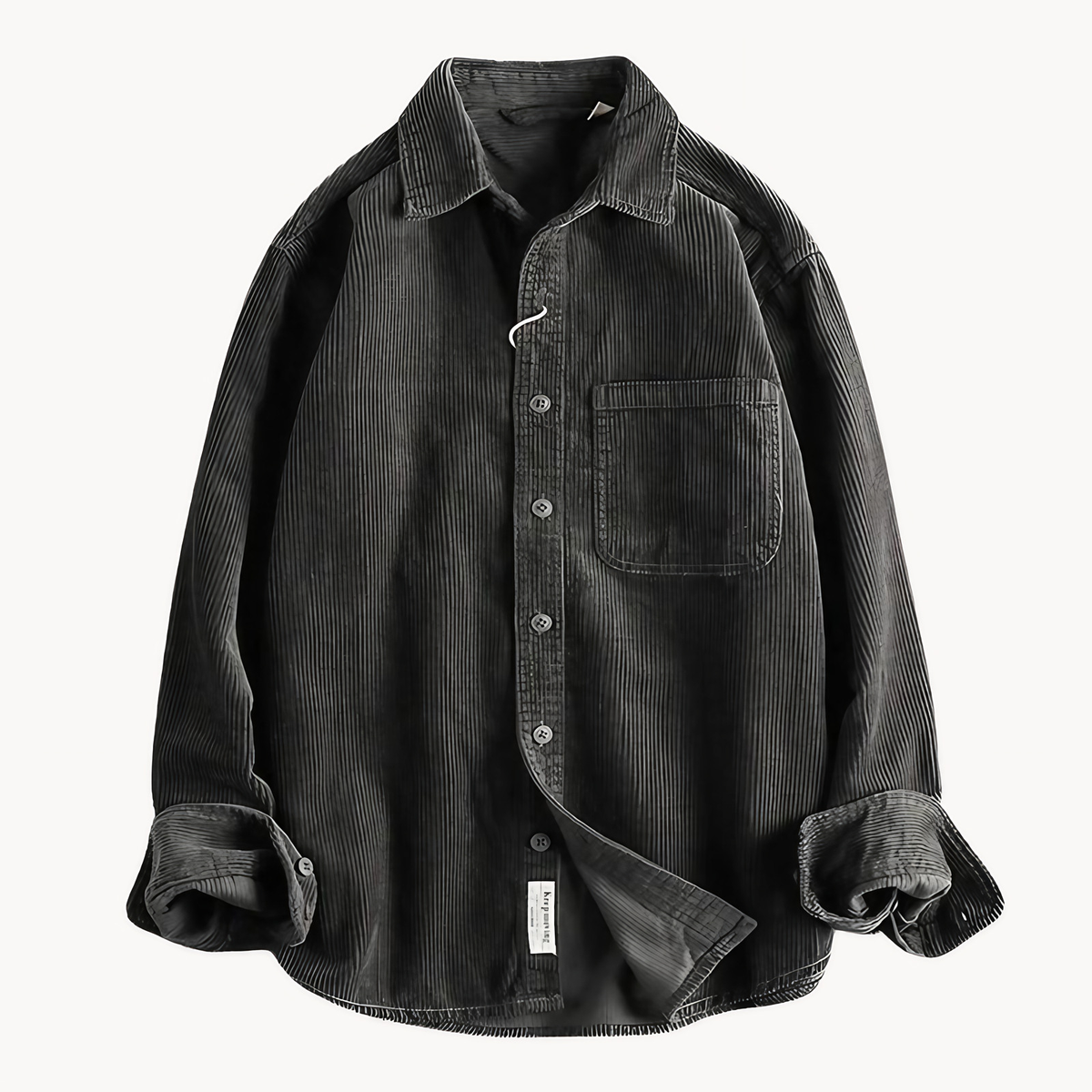 Chemise homme en velours côtelé, poches poitrine, dix coloris, gris