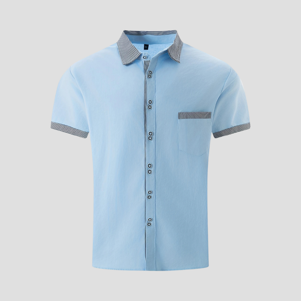 Chemise homme manches courtes à col contrasté, cinq coloris