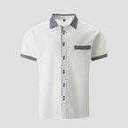 Chemise homme manches courtes à col contrasté, cinq coloris