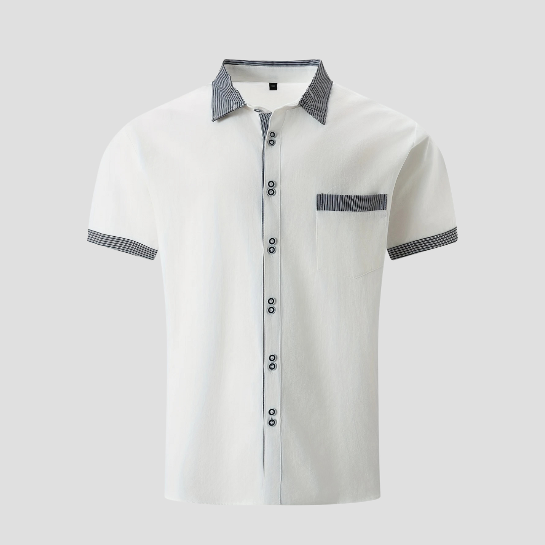 Chemise homme manches courtes à col contrasté, cinq coloris
