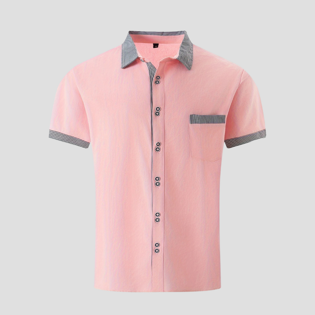 Chemise homme manches courtes à col contrasté, cinq coloris