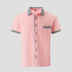 Chemise homme manches courtes à col contrasté, cinq coloris