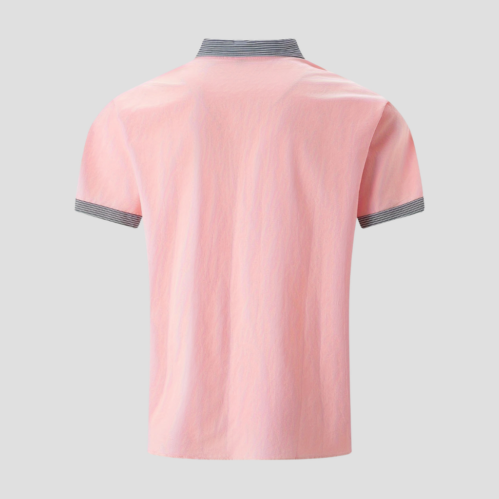 Chemise homme manches courtes à col contrasté, cinq coloris