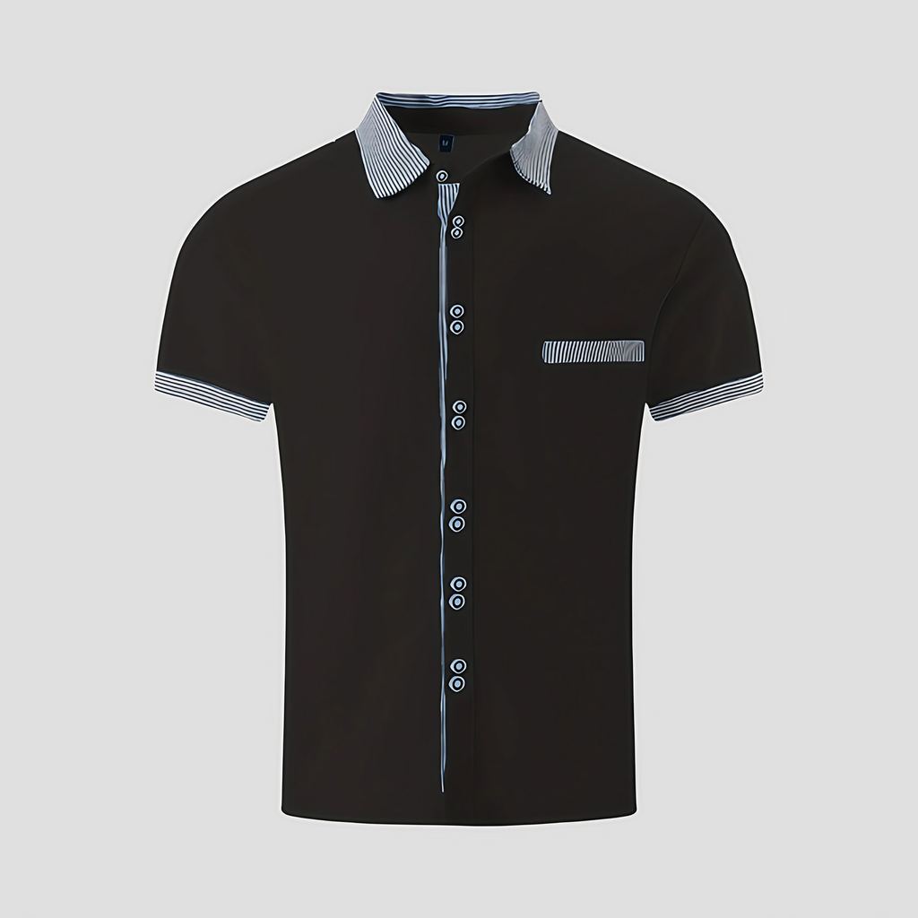 Chemise homme manches courtes à col contrasté, cinq coloris