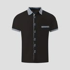 Chemise homme manches courtes à col contrasté, cinq coloris
