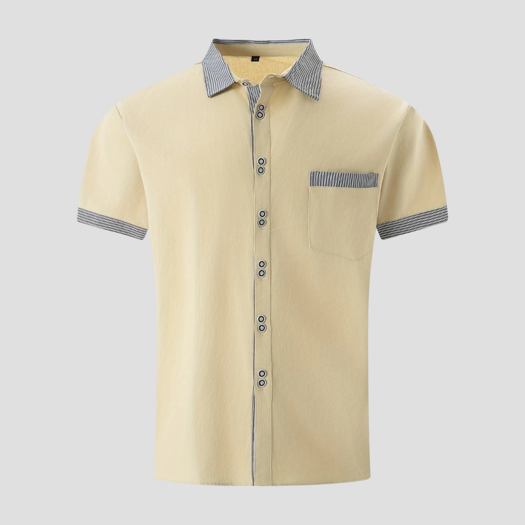 Chemise homme manches courtes à col contrasté, cinq coloris