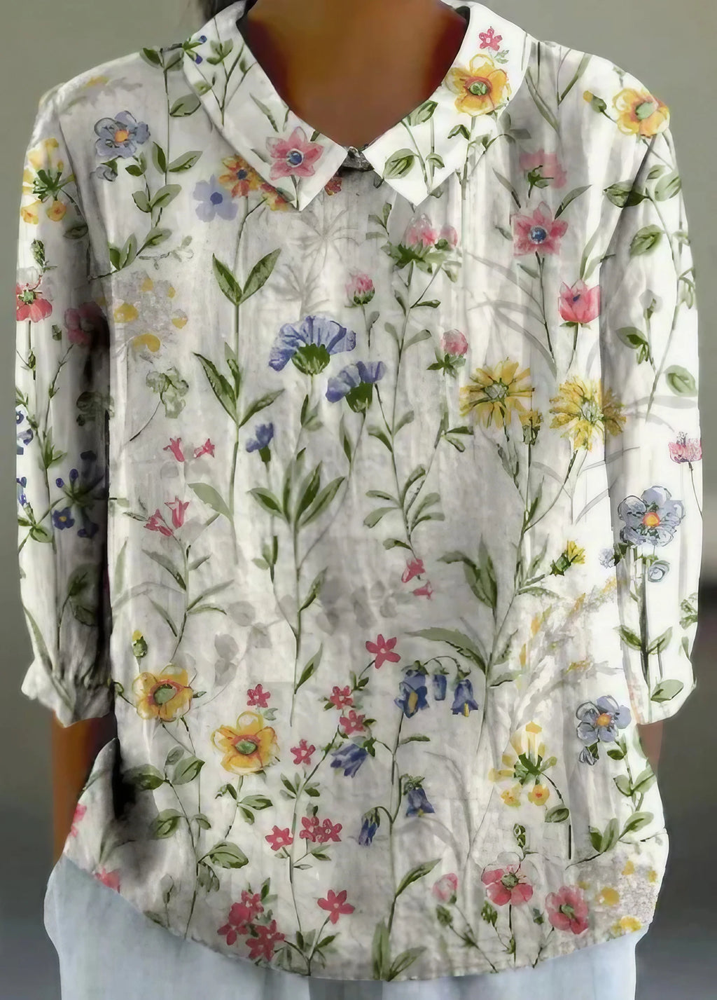Chemise femme à imprimé fleuri rétro, du S au 3XL