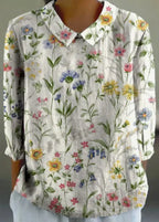 Chemise femme à imprimé fleuri rétro, du S au 3XL