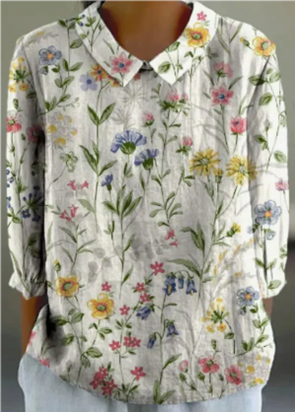 Chemise femme à imprimé fleuri rétro, du S au 3XL, imprimé fleuri