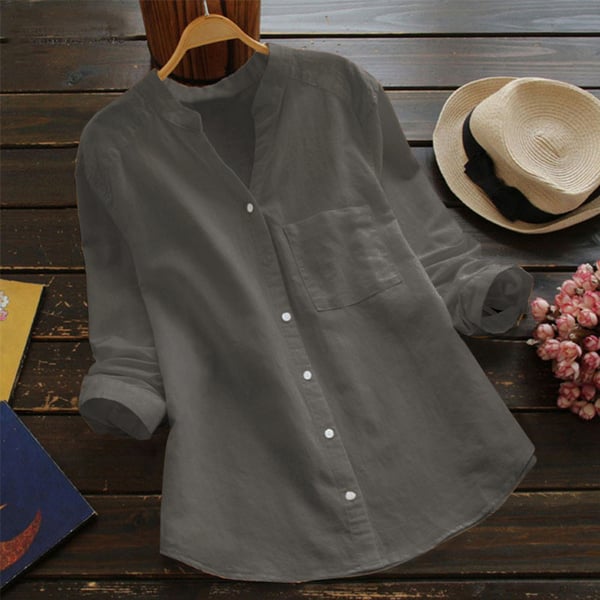 Chemise femme ample et légère, sept coloris, du XS au 3XL, gris