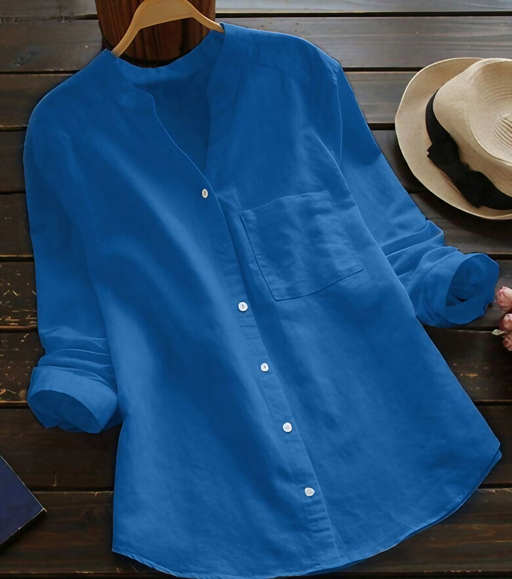 Chemise femme ample et légère, sept coloris, du XS au 3XL, bleu clair