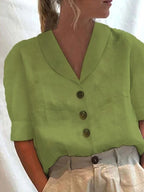 Chemise femme décontractée unie, six coloris, du S au 2XL, vert