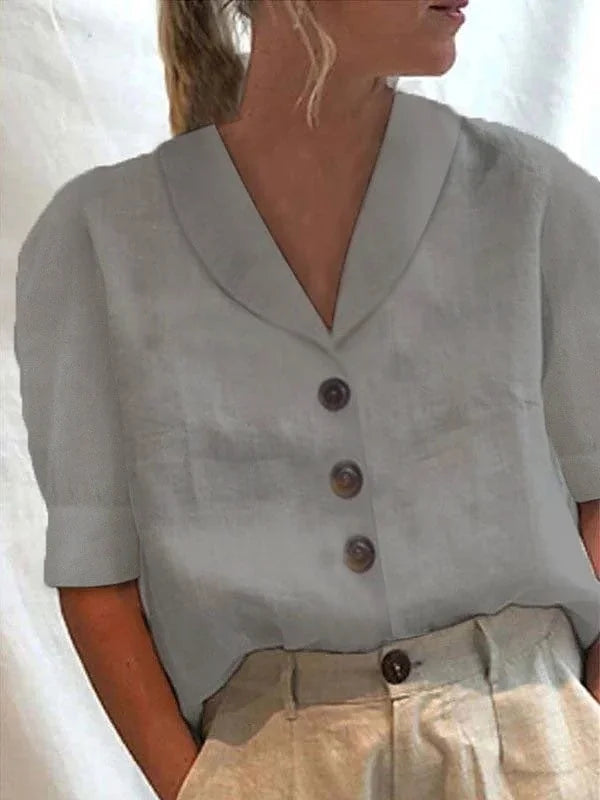 Chemise femme décontractée unie, six coloris, du S au 2XL, gris