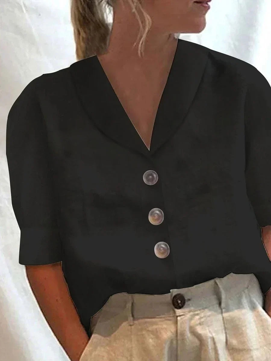 Chemise femme décontractée unie, six coloris, du S au 2XL, noir