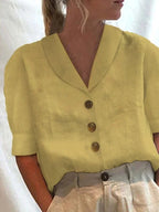 Chemise femme décontractée unie, six coloris, du S au 2XL, jaune