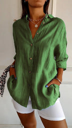 Chemise femme à plis, douze coloris, du S au 5XL, vert