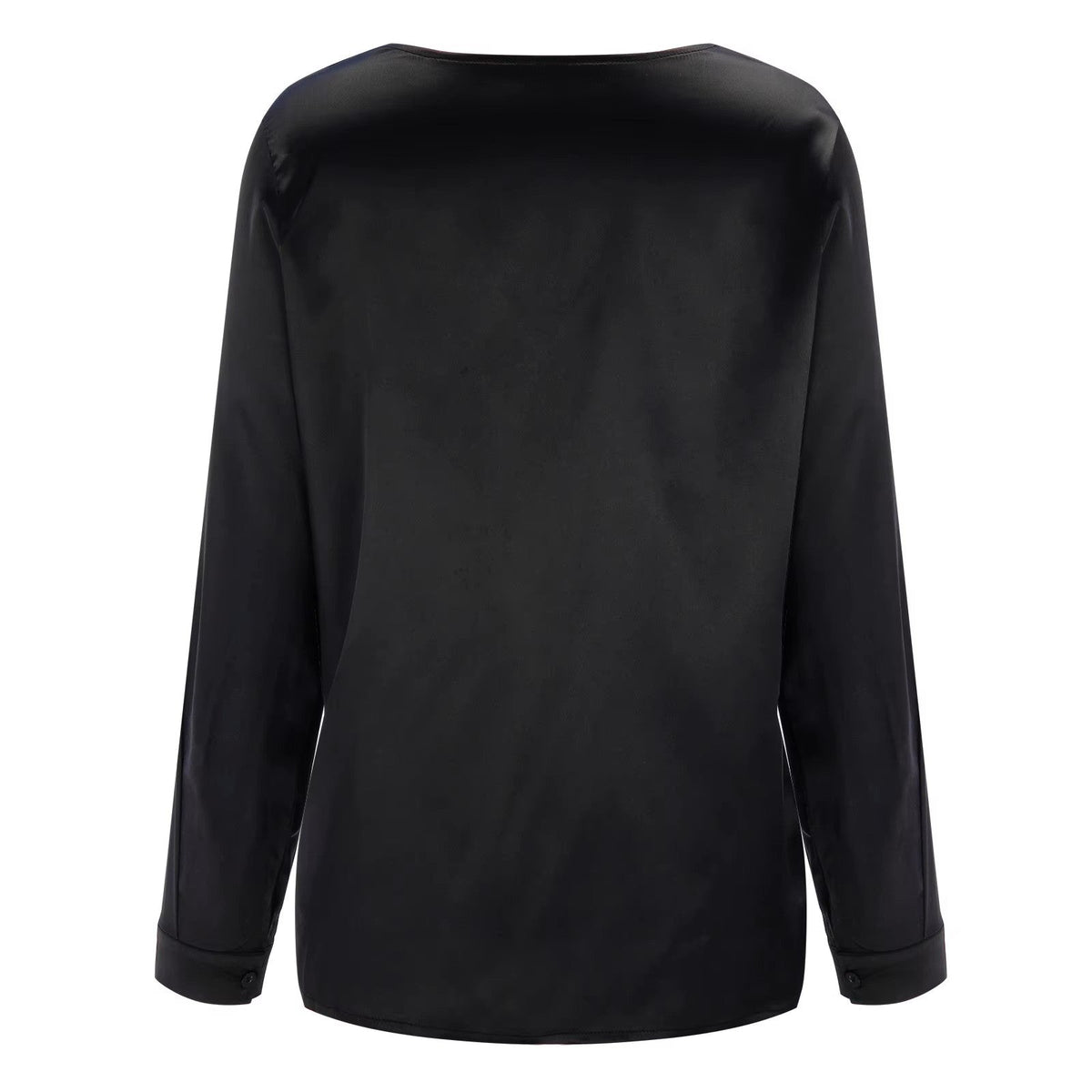 Chemise fluide femme à col V profond, manches longues