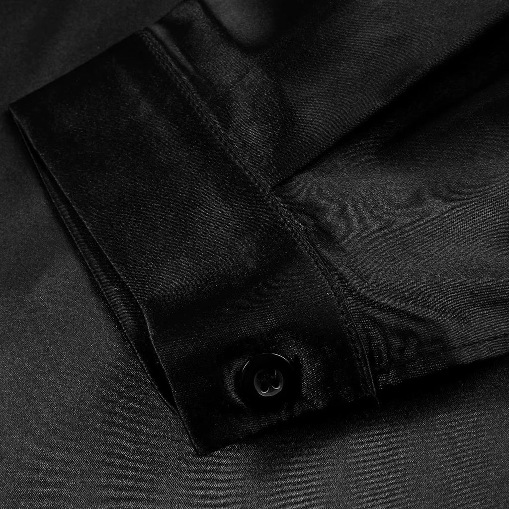 Chemise fluide femme à col V profond, manches longues