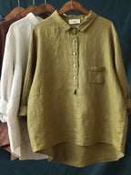 Chemise femme à manches longues et boutons à revers