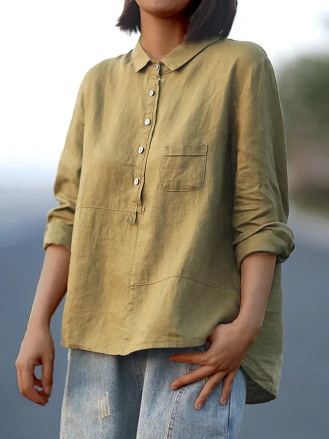 Chemise femme à manches longues et boutons à revers