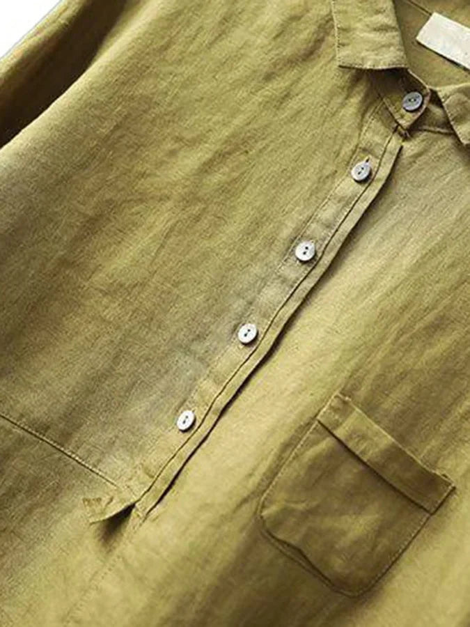 Chemise femme à manches longues et boutons à revers