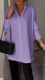 Chemise femme oversize à manches retroussées, du S au 5XL, lilas