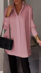 Chemise femme oversize à manches retroussées, du S au 5XL, rose
