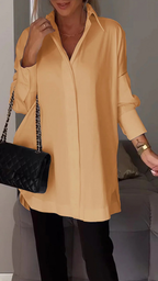 Chemise femme oversize à manches retroussées, du S au 5XL, orange