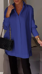 Chemise femme oversize à manches retroussées, du S au 5XL, bleu