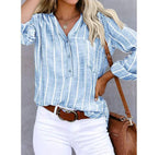 Chemise rayée femme ample, manches à patte, boutonnée