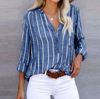 Chemise rayée femme ample, manches à patte, boutonnée