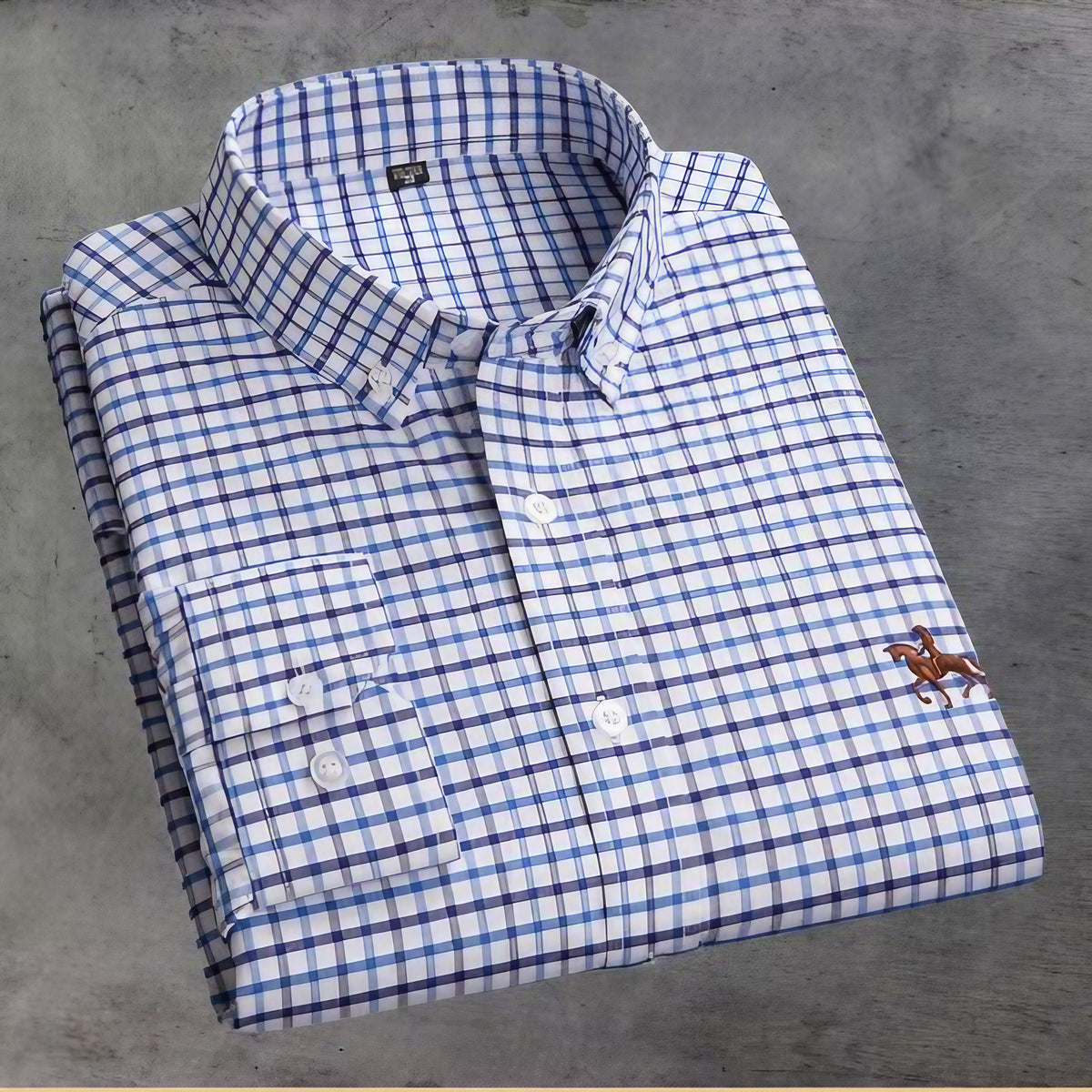 Chemise rayée femme brodée sur la poitrine, du XS au 4XL, bleu foncé