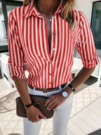 Chemise à rayures femme, quatre coloris, du XS au 4XL, rouge