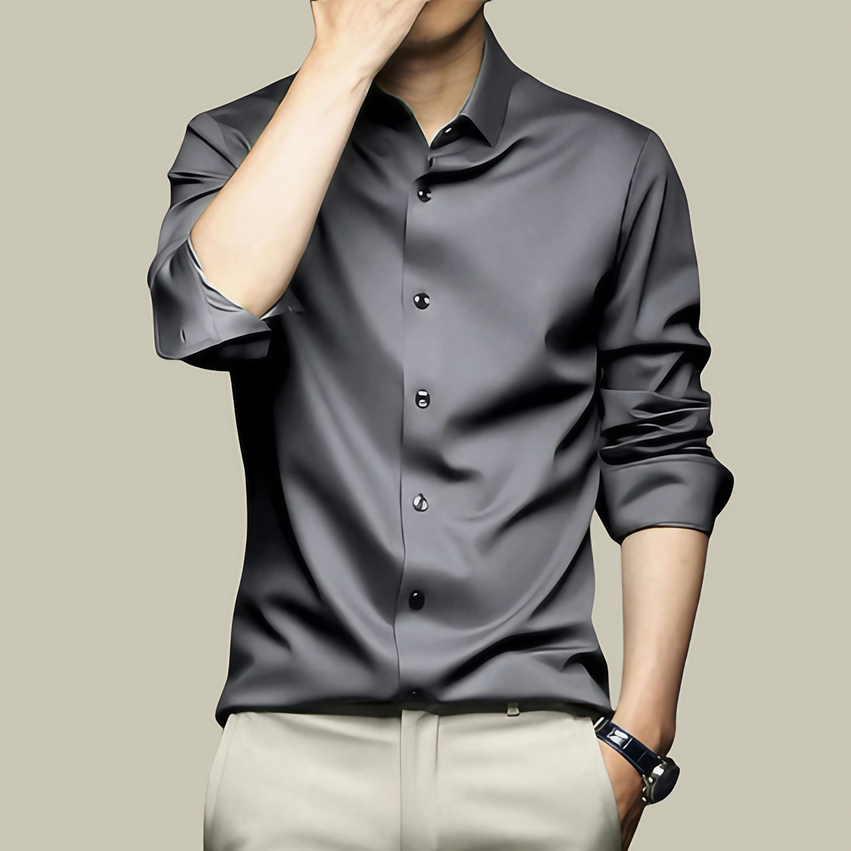 Chemise habillée homme coupe ajustée, onze coloris, gris
