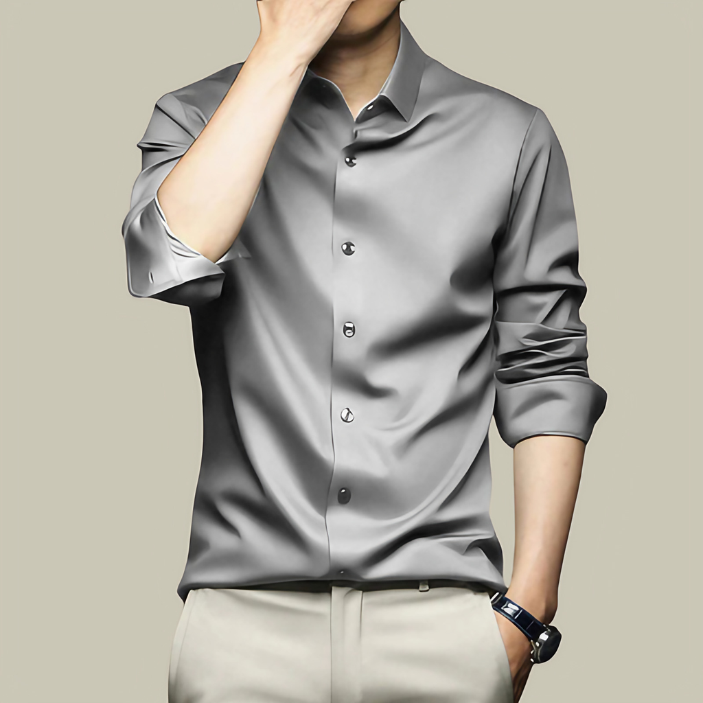 Chemise habillée homme coupe ajustée, onze coloris, gris clair