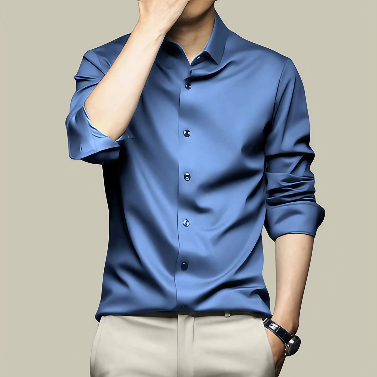 Chemise habillée homme coupe ajustée, onze coloris, bleu