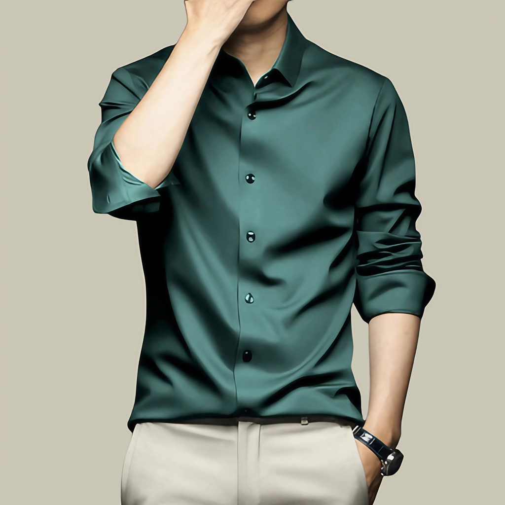 Chemise habillée homme coupe ajustée, onze coloris, vert