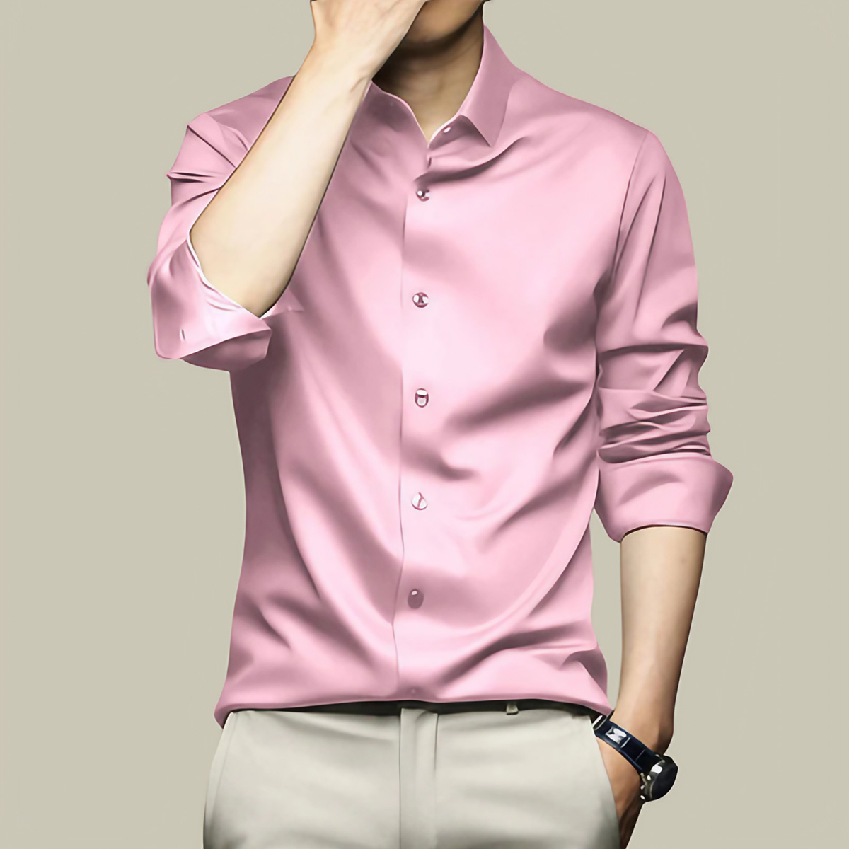 Chemise habillée homme coupe ajustée, onze coloris, rose