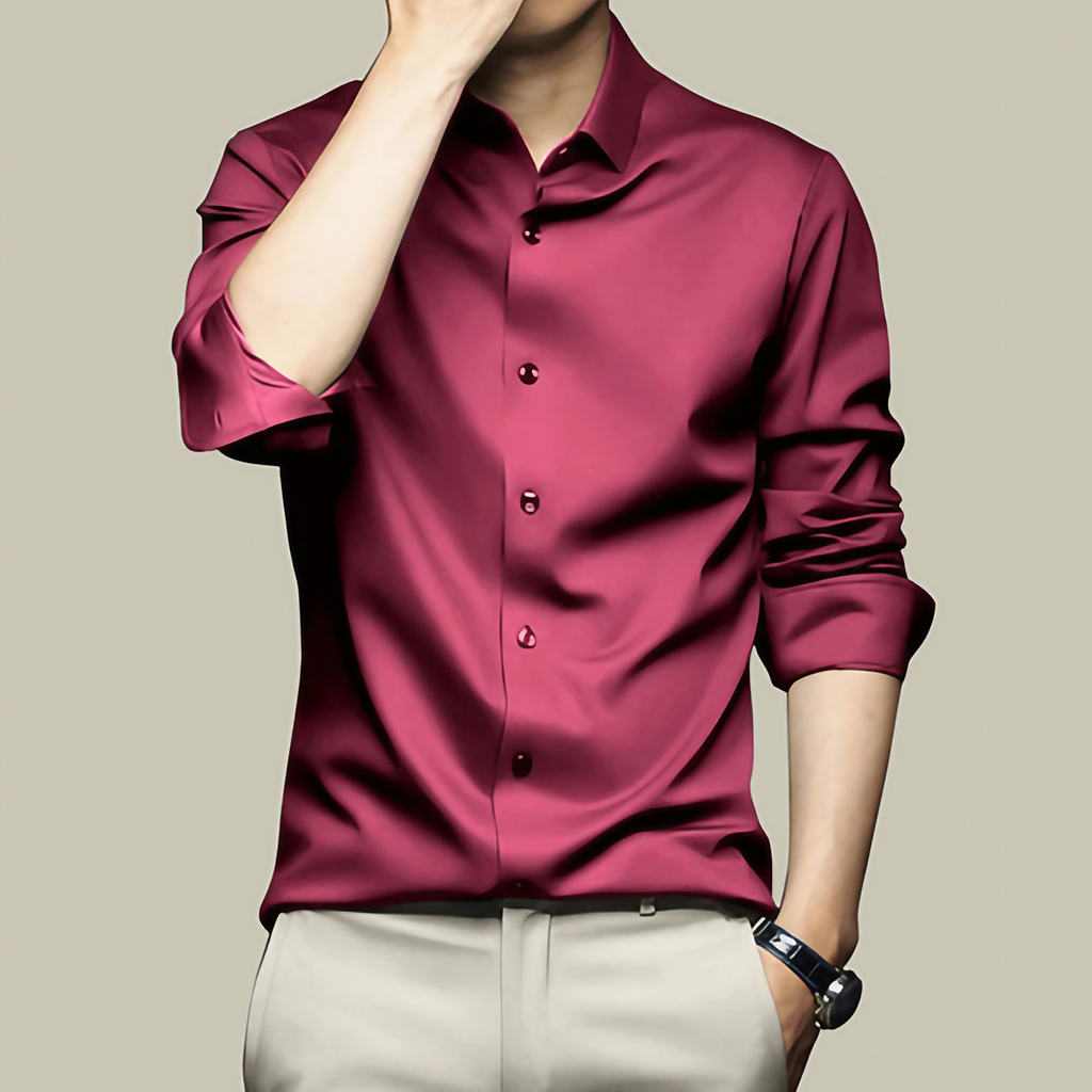 Chemise habillée homme coupe ajustée, onze coloris, rouge