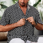 Chemise imprimée homme à manches courtes, du S au 5XL, noir