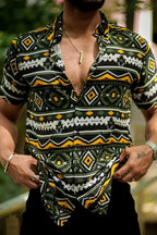 Chemise imprimée homme à manches courtes, du S au 5XL, vert