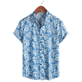 Chemise hawaïenne homme fleurie, manches courtes, trois coloris, bleu