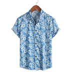 Chemise hawaïenne homme fleurie, manches courtes, trois coloris, bleu