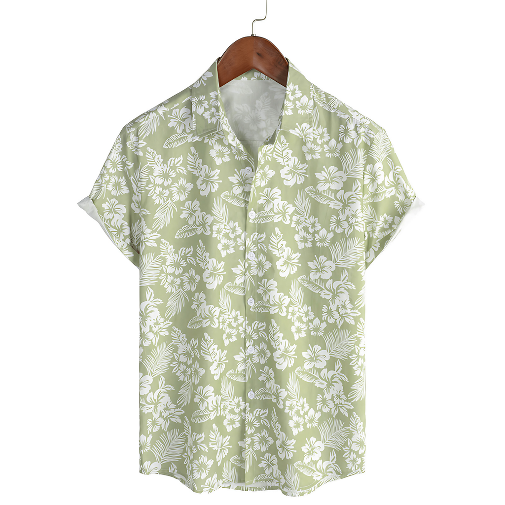 Chemise hawaïenne homme fleurie, manches courtes, trois coloris, vert