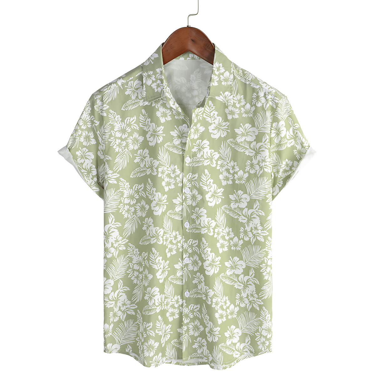 Chemise hawaïenne homme fleurie, manches courtes, trois coloris, vert