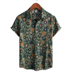 Chemise hawaïenne homme manches courtes, imprimé tropical, vert foncé