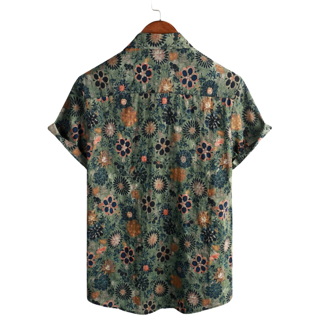 Chemise hawaïenne homme manches courtes, imprimé tropical