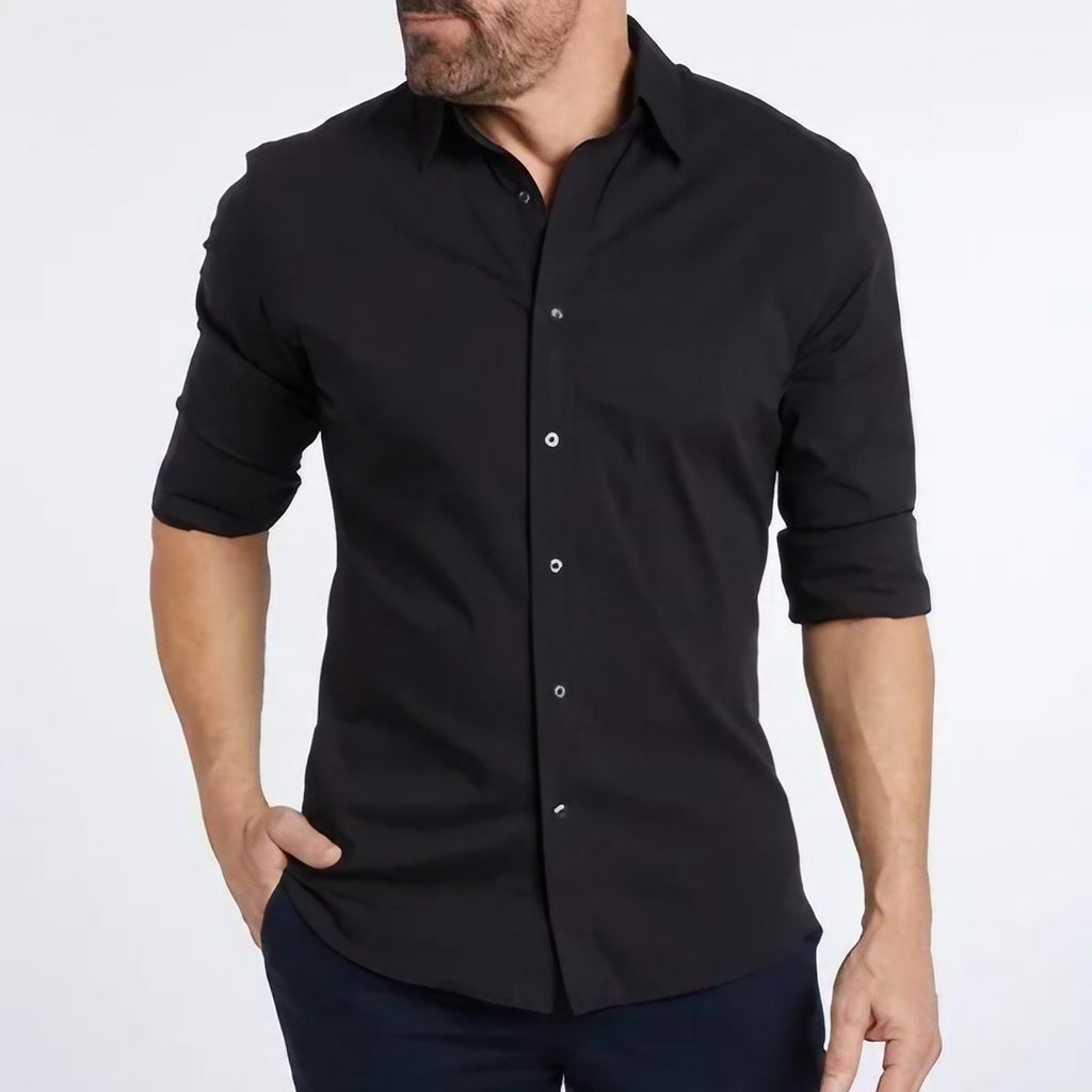 Chemise homme à fermeture éclair, sans repassage, six coloris