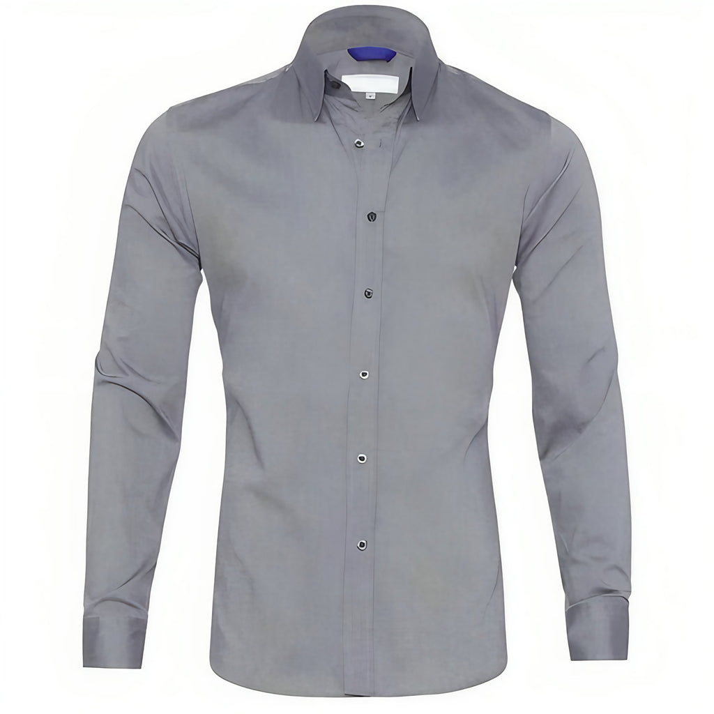 Chemise homme à fermeture éclair, sans repassage, six coloris, gris