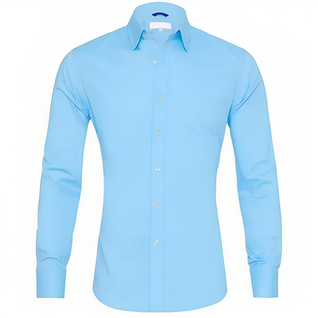 Chemise homme à fermeture éclair, sans repassage, six coloris, bleu clair